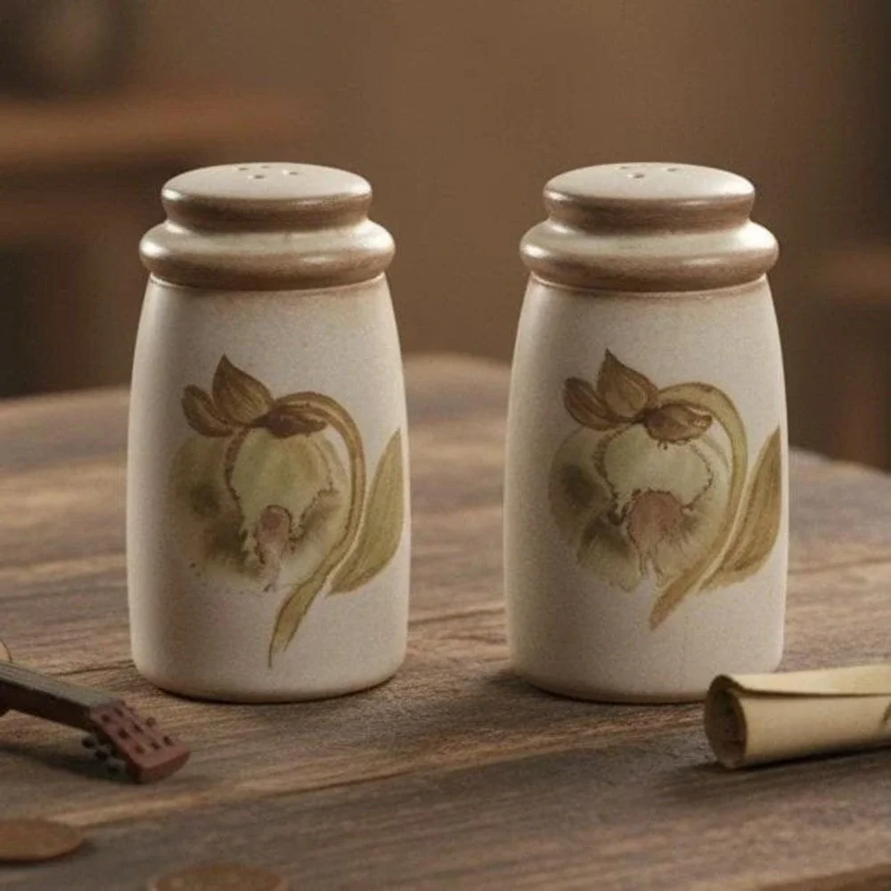 Denby Troubadour Salt & Pepper Pot Set, Vintage England Stoneware, Replacements